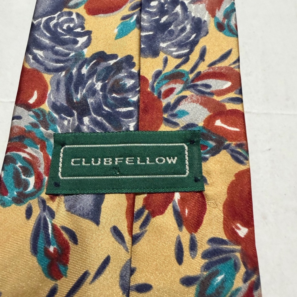 clubfellow brand floral aop 56" men's neck tie, 100% silk #1484 - Picture 4 of 5